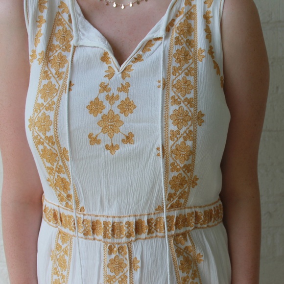 White Sundress with Yellow Embroidery - Picture 3 of 3